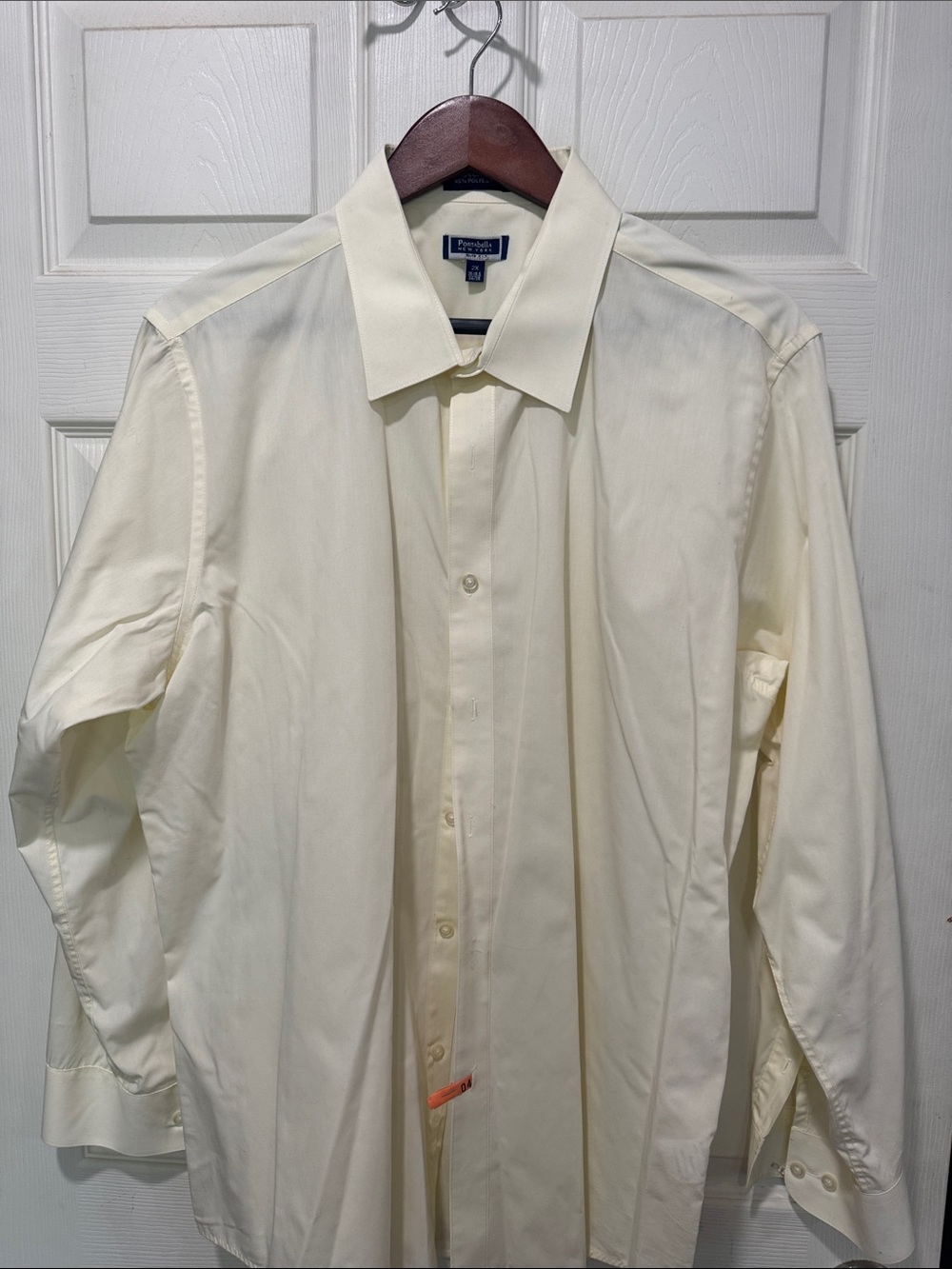 portabella Formal Men's Cream yellow Dress Shirt - Classic Collared Button-Up
